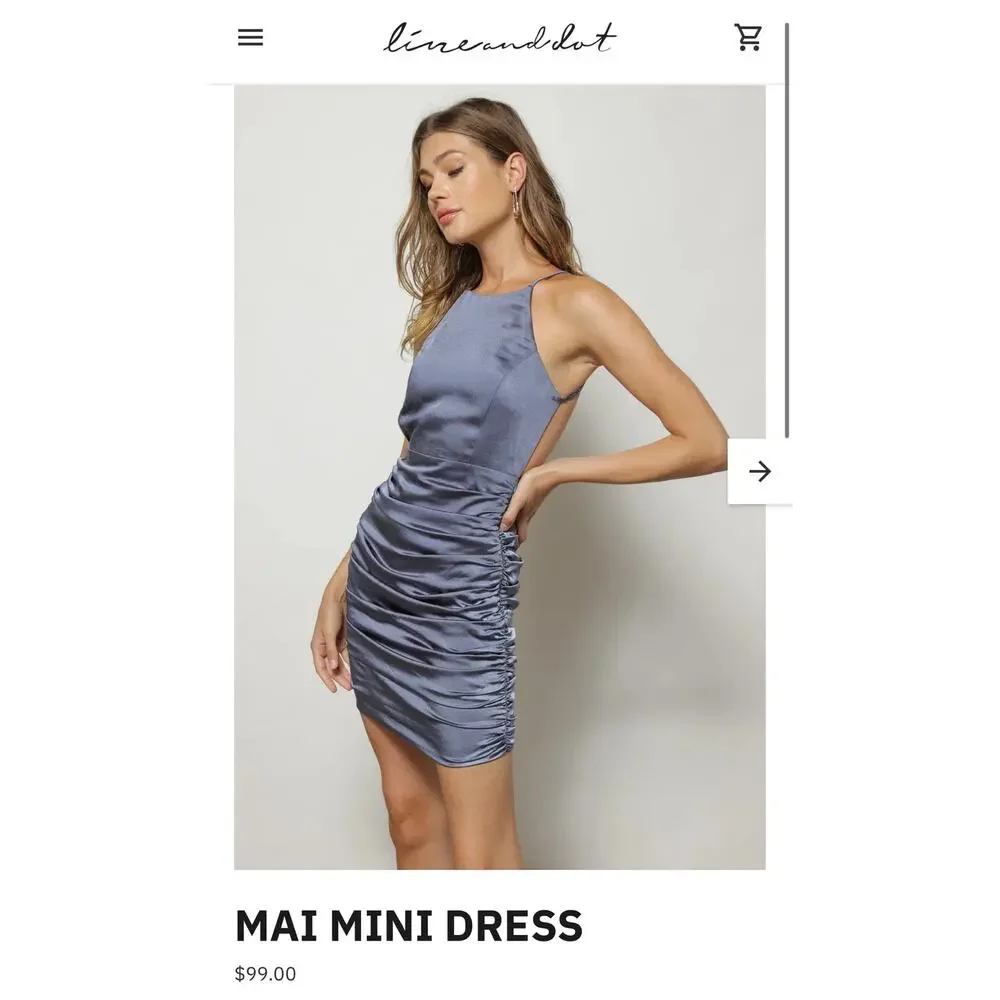 NWT! Line & Dot Mai Mini Dress in Steel Blue - Size XS - Picture 6 of 10
